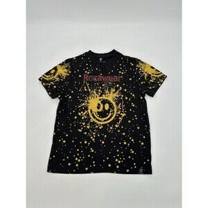 Rocawear Splatter Smile Skater Streetwear Black & Yellow T Shirt teen Size 14 L